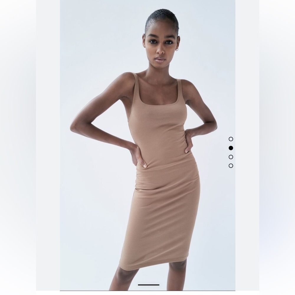 NWT ZARA Camel Jersey Tank MIDI Dress - Picture 1 of 6